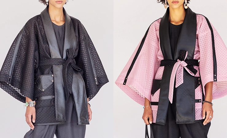 Techno-fabric kimono jacket