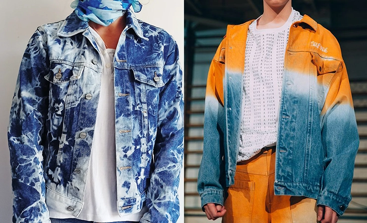 Shibori-dyed denim jacket